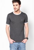 Proline Dark Grey Solid Round Neck T-Shirts