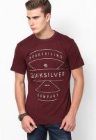 Quiksilver Maroon Round Neck T-Shirt