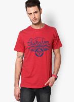 Quiksilver Red Round Neck T-Shirt