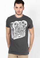 RVLT Black Round Neck T-Shirt With Print