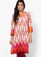 Raindrops Orange Abstract Print Cotton blend Kurta