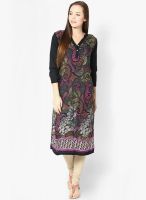 Raindrops Purple Paisley Print Rayon Kurta