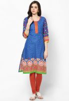 Rangriti Cotton Blend Blue Kurta