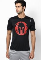 Reebok Black Printed Round Neck T-Shirts