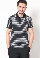 Reebok Black Striped Polo T-Shirts