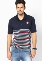 Reebok Navy Blue Striped Polo T-Shirt