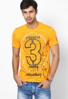 Reebok Orange Printed Round Neck T-Shirts