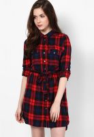 River Island Red Colored Checked Shift Dress