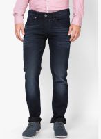 Rookies Navy Blue Slim Fit Washed Jeans