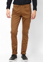 Rookies Solid Khaki Slim Fit Jeans