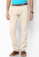 Rookies Solid Off White Slim Fit Jeans