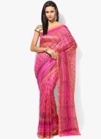 Satrang Pink Printed Silk Blend Saree