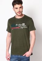 Scullers Olive Regular Fit Crew Neck T Shirt