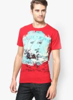 Scullers Sport Red Slim Fit Crew Neck T Shirt
