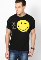 Smiley World Black Round Neck T-Shirt