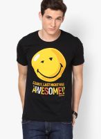 Smiley World Black Round Neck T-Shirt