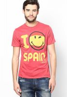 Smiley World Red Spain World Cup Crew Neck T Shirt