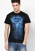 Superman Black Printed Round Neck T-Shirts