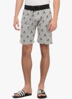 Tab91 Grey Milange Printed Shorts