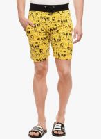 Tab91 Yellow Printed Shorts