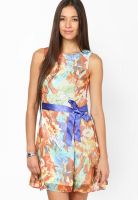 The Vanca Blue Colored Printed Shift Dress