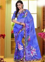 Triveni Sarees Blue Printed Saree