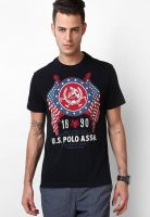 U.S. Polo Assn. Black Round Neck T-Shirt
