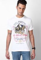 U.S. Polo Assn. White Round Neck T-Shirt