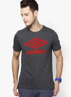 Umbro Dark Grey Solid Round Neck T-Shirts