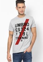 Umbro Grey Melange Printed Round Neck T-Shirts
