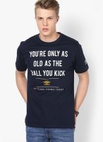 Umbro Navy Blue Printed Round Neck T-Shirts