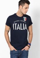 Umbro Navy Blue Printed Round Neck T-Shirts