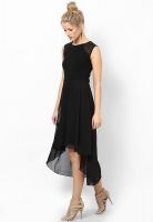 United Colors of Benetton Black Colored Solid Asymmetric Dress