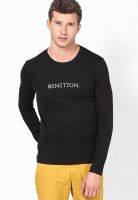 United Colors of Benetton Black Solid Round Neck T-Shirts