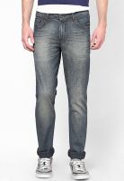 United Colors of Benetton Blue Printed Skinny Fit Grey Herringbone Denim