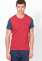 United Colors of Benetton Maroon Solid Round Neck T-Shirts