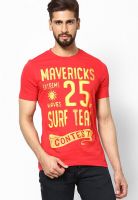 United Colors of Benetton Red Solid Round Neck T-Shirts