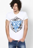 United Colors of Benetton White Solid Round Neck T-Shirts