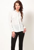 Vero Moda Full Sleeve White Party Shirt With Studs