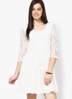 Vero Moda White Colored Embroidered Skater Dress