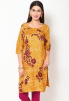 W Yellow Printed Kurtis