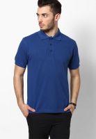 Wilkins & Tuscany Blue Solid Polo T-Shirts