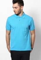 Wilkins & Tuscany Blue Solid Polo T-Shirts