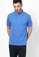 Wilkins & Tuscany Navy Blue Solid Polo T-Shirts