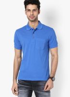 Wilkins & Tuscany Navy Blue Solid Polo T-Shirts