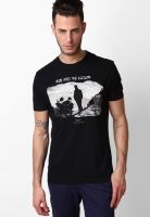 Wrangler Black Printed Round Neck T-Shirts