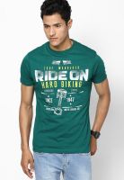 Wrangler Green Printed Round Neck T-Shirts