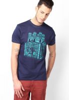 Wrangler Navy Blue Printed Round Neck T-Shirts