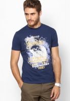 Wrangler Navy Blue Printed Round Neck T-Shirt