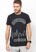 Adidas Originals Black Printed Round Neck T-Shirts